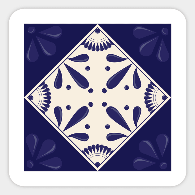 Blue Talavera Tile by Akbaly Sticker by Akbaly